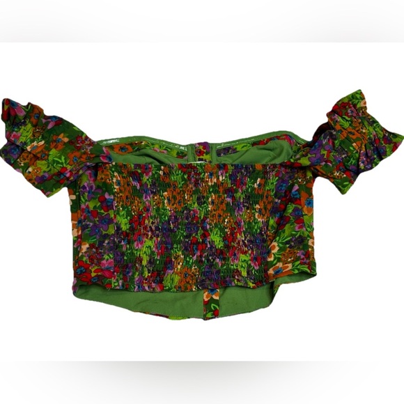 ASTR The Label Green Multi-Floral Corset Crop Top SZ Med - Picture 4 of 7